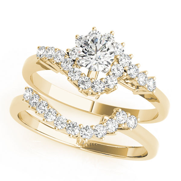 Bypass Round Engagement Ring & Wedding Band Set