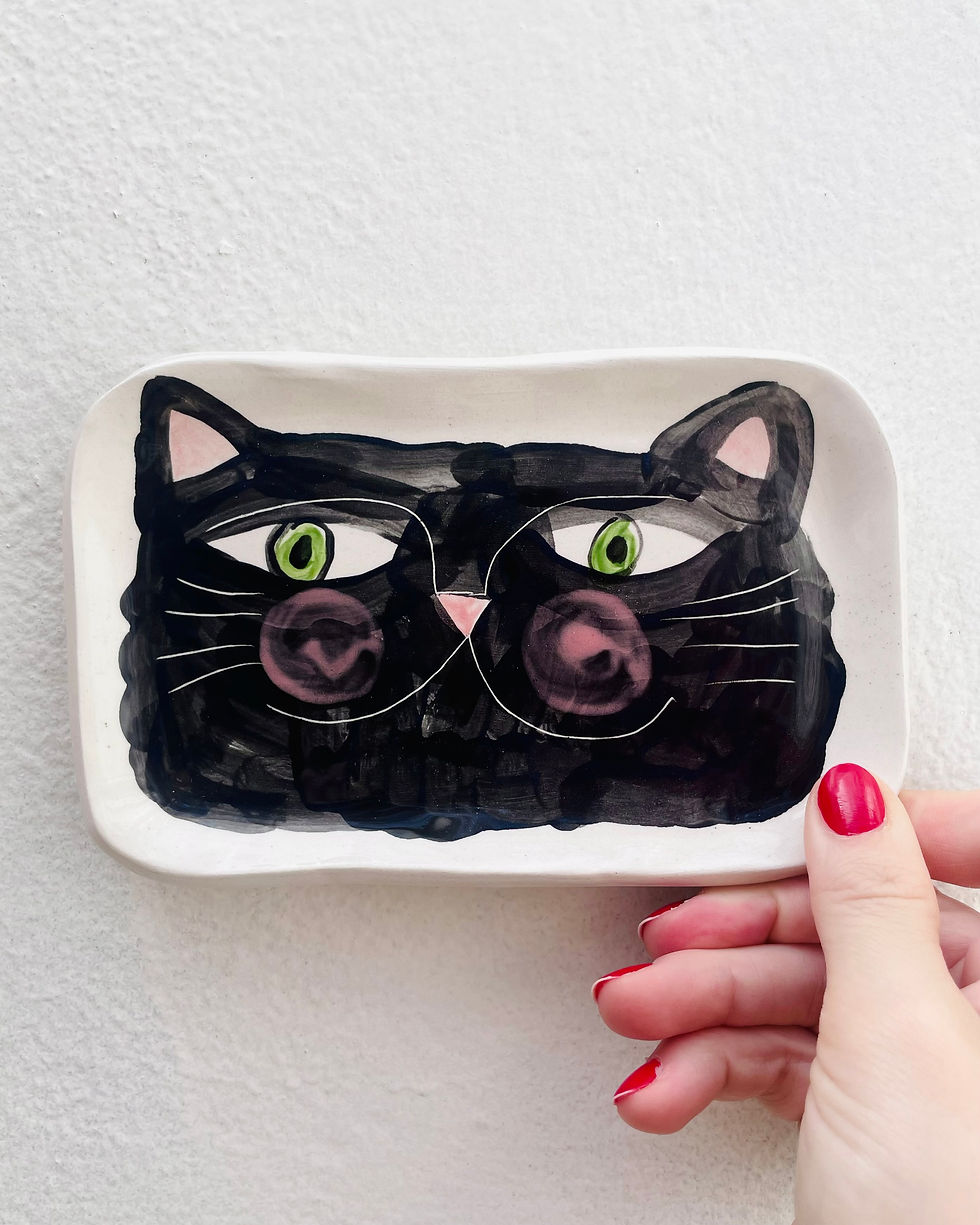 Thumbnail: Sassy cat face no.4 - ceramic trinket/plate