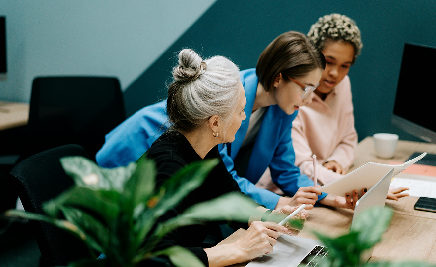 Business team in a boardroom reviewing financial performance and strategy.