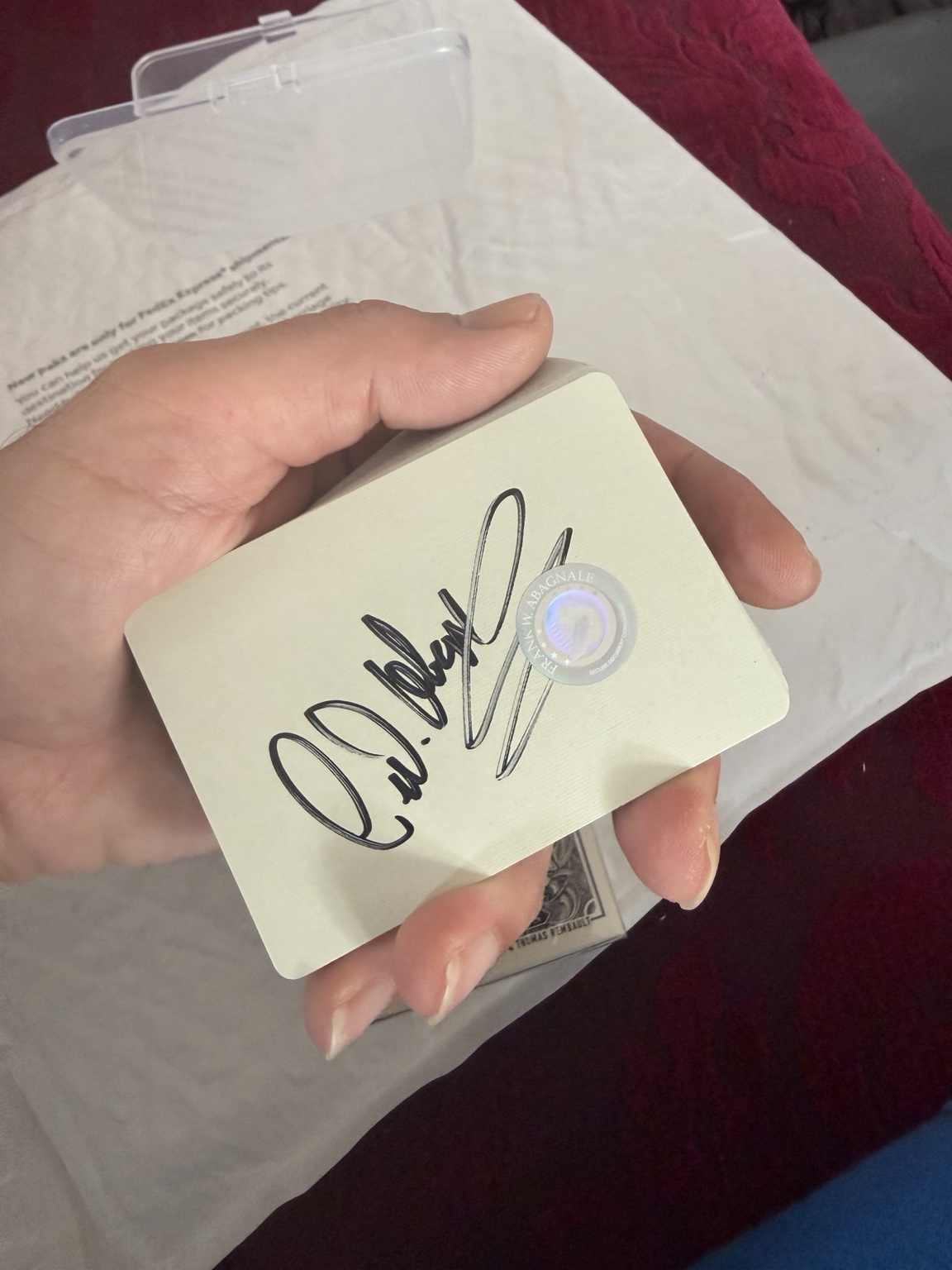 Collectible card personally signed by Frank Abagnale and secured with an authenticity hologram