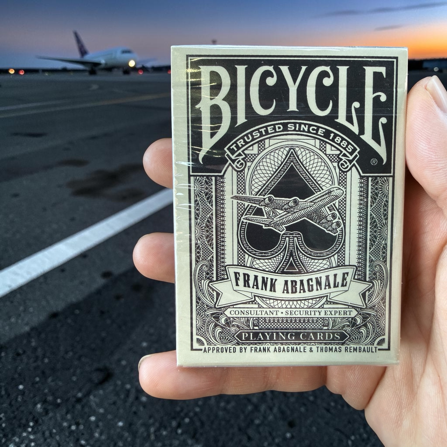 Frank Abagnale Bicycle deck held on an airport apron