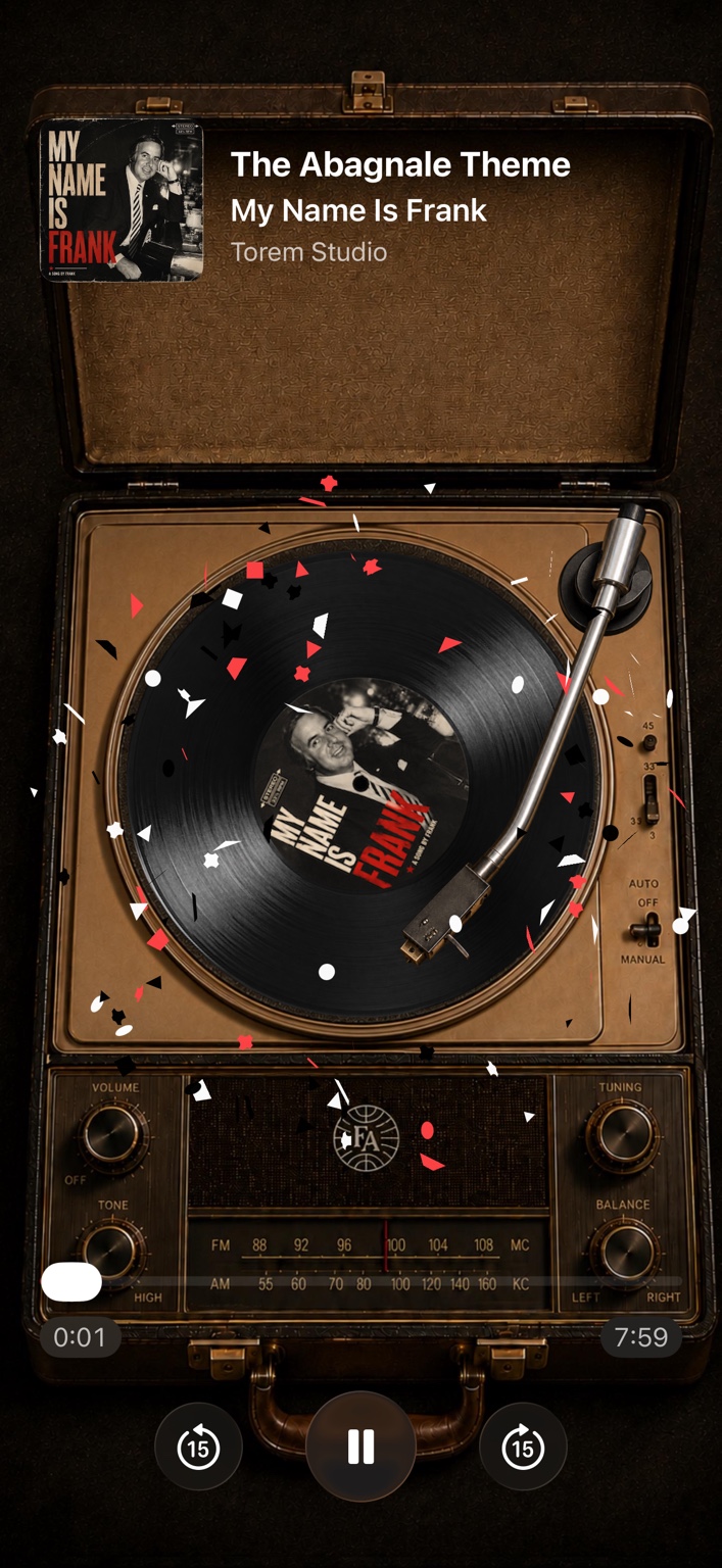 My Name Is Frank theme playing inside the companion app