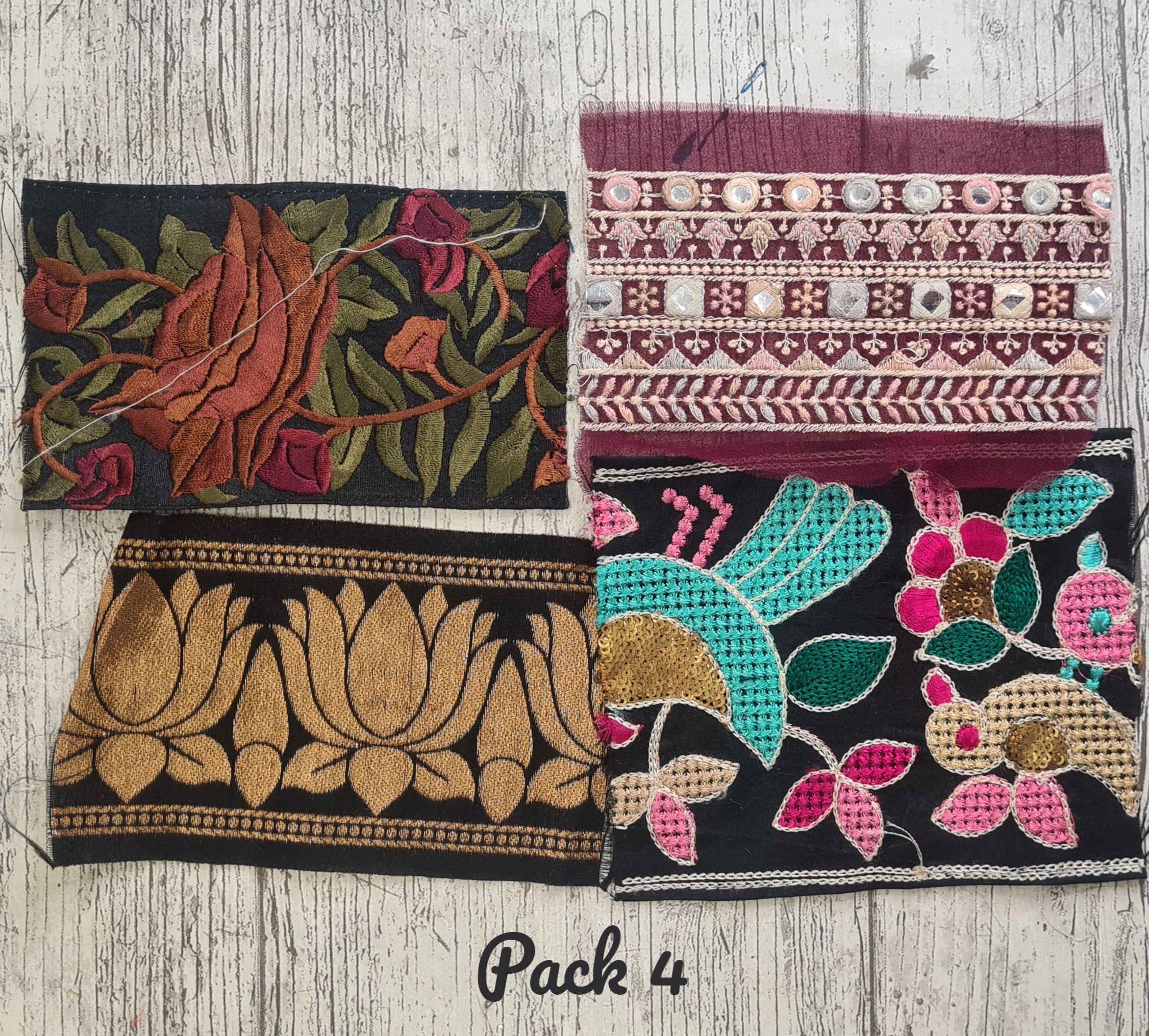 Embroidered Sari Snippets Pack 4