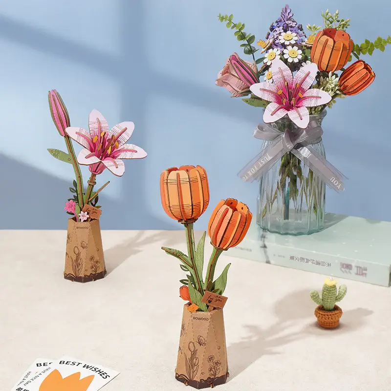 縮圖：Rowood - Orange Tulip DIY Wooden Flower 3D Puzzle TW081