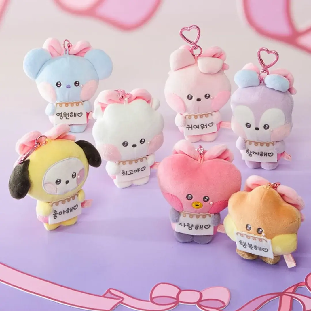 BT21 - [minini RIBBONED U] I LOVE U MESSAGE BOOK PLUSH KEYRING