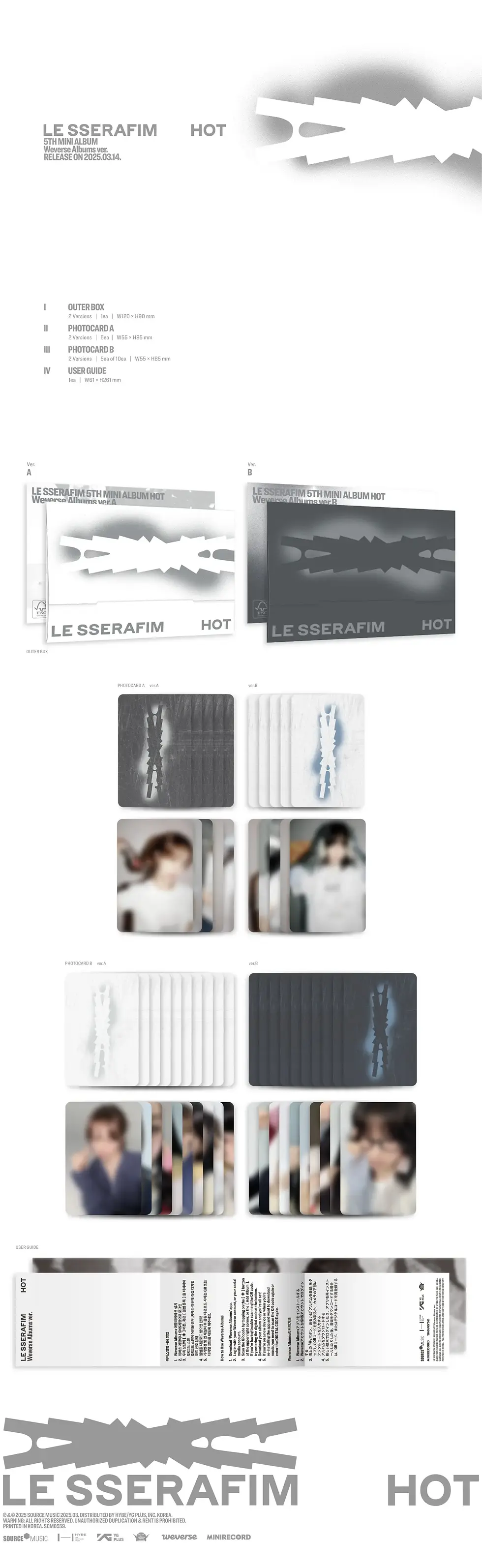 Miniatura: (MAKESTAR) LE SSERAFIM - 5th mini album 'HOT' (Weverse Albums ver.) (Random ver)