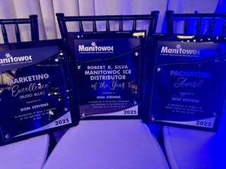 All three awards Don Stevens won at the 2026 Manitowoc Distributor Partner Summit