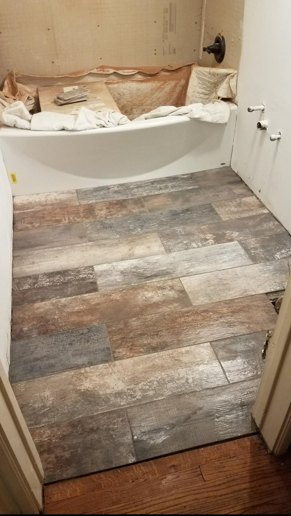 bathroom tile floor done