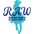 RAW Designs logo horse and rider with text