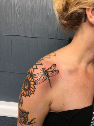 Dragonfly Tattoo Sunflower Sleeve