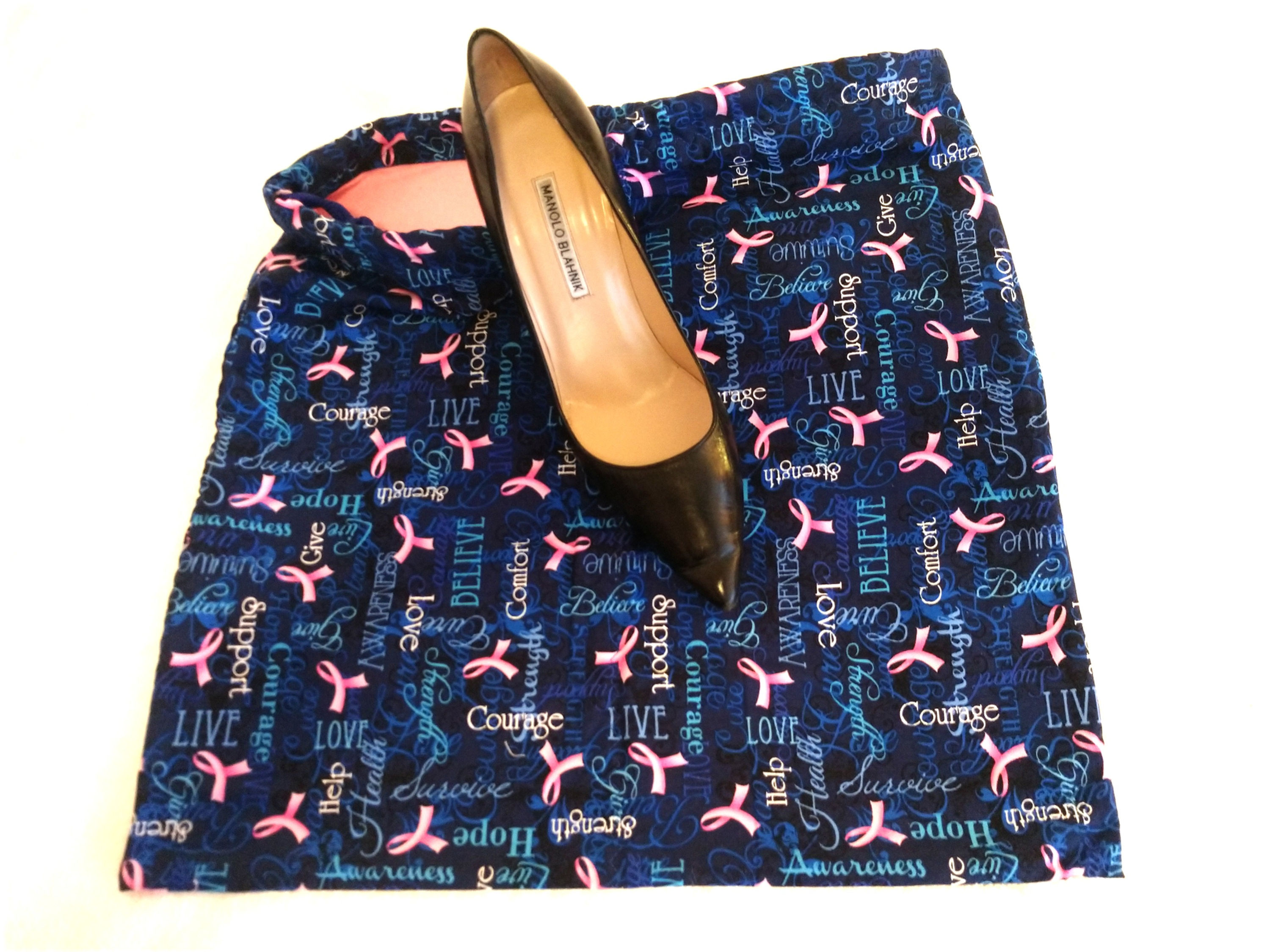 Pink Breast Cancer ribbons with encouraging words