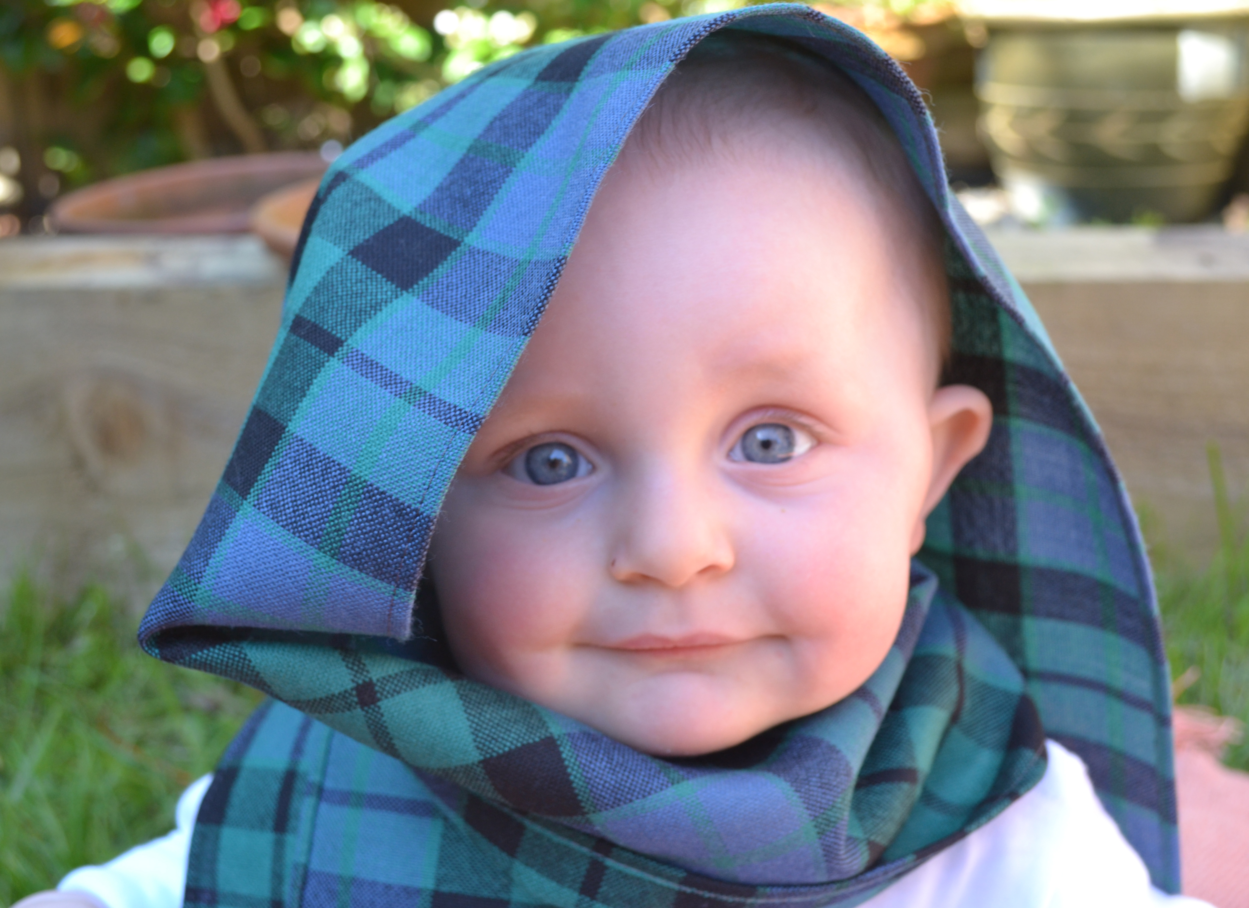 Olivia in tartan scarf - one of our intrepid contributors