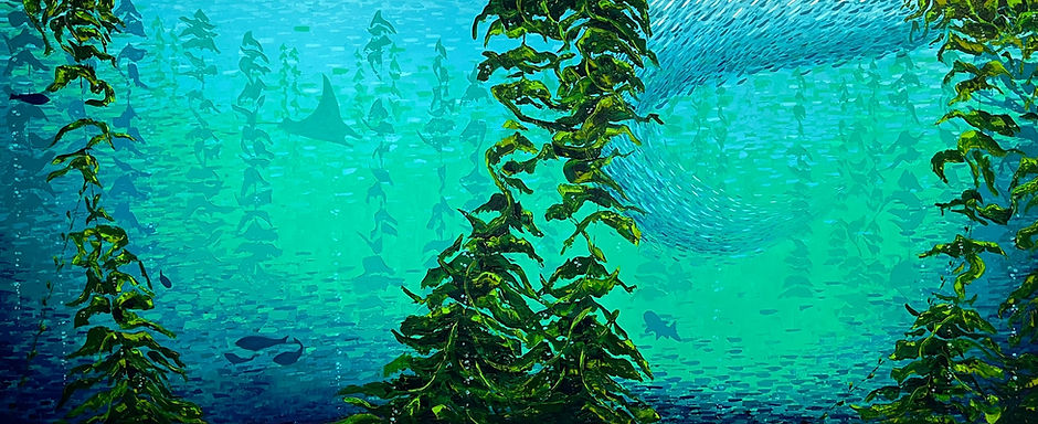 Giant ocean painting, ocean painting, deep sea painting, fish in the ocean painting