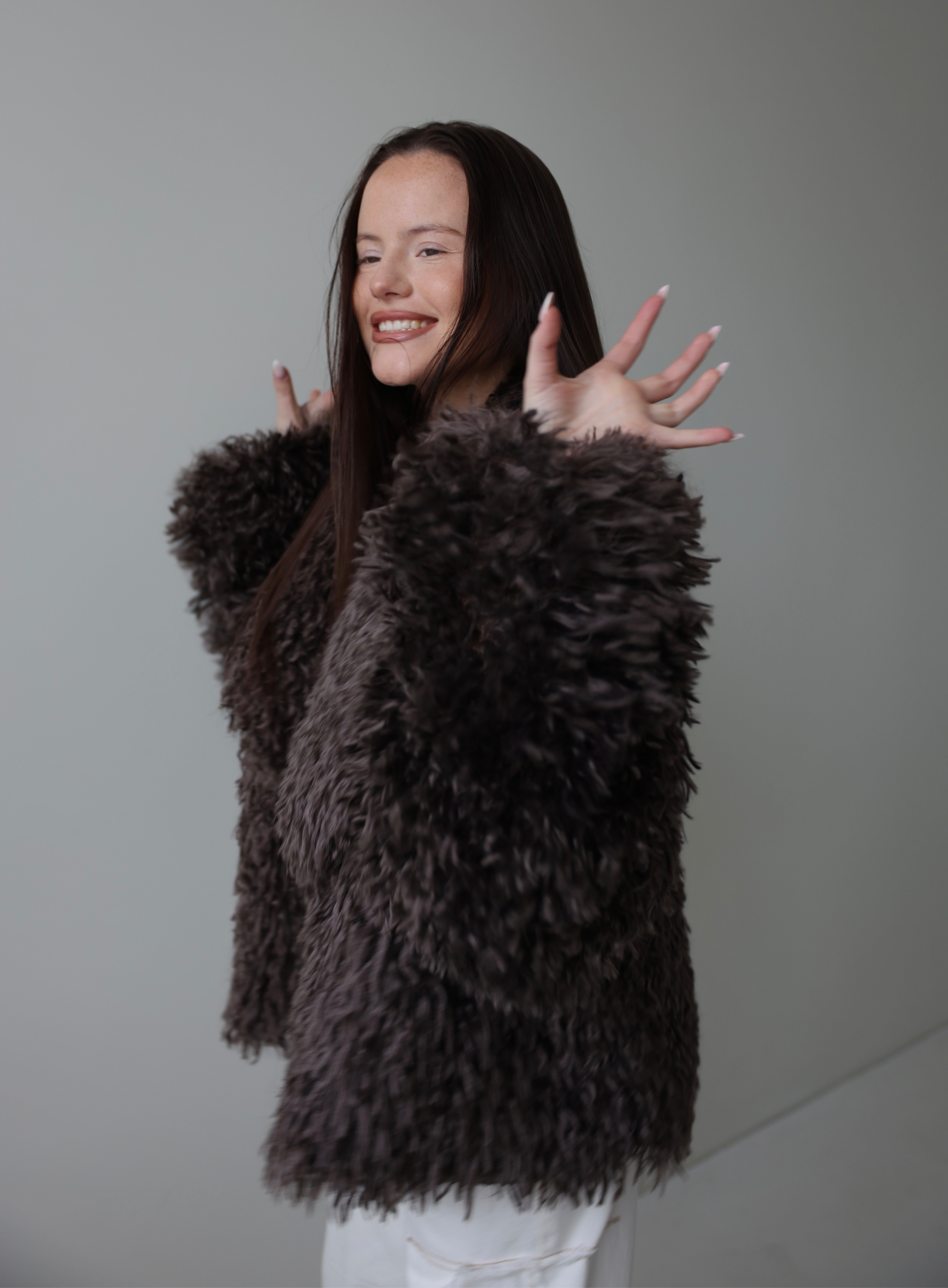 Faux Fur Coat ,,Chocolate''