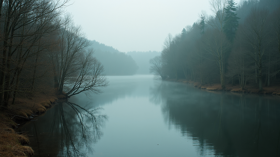 High angle view of a tranquil lake surrounded by trees