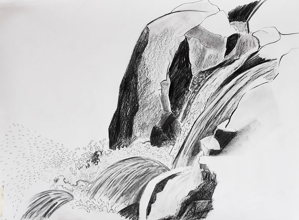 Water falling drawing