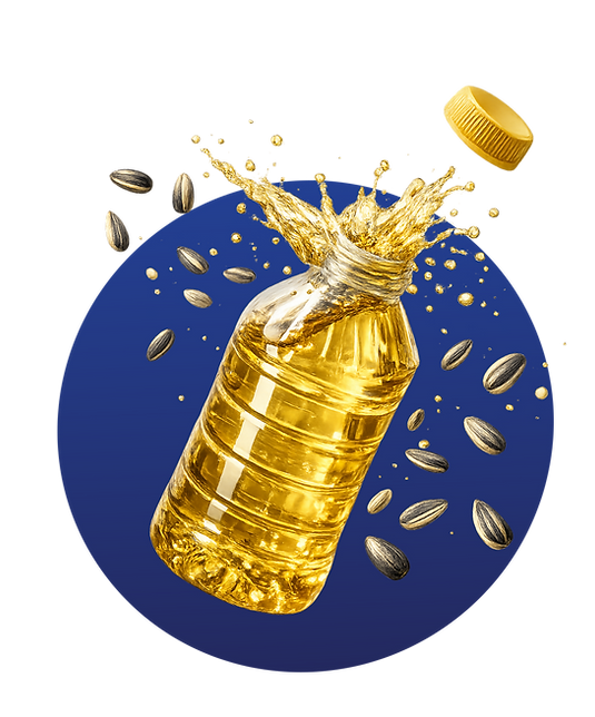Golden oil bottle with seeds - Bio-Sil AF700F antifoam and defoamer for oils, fats and wider processing applications.
