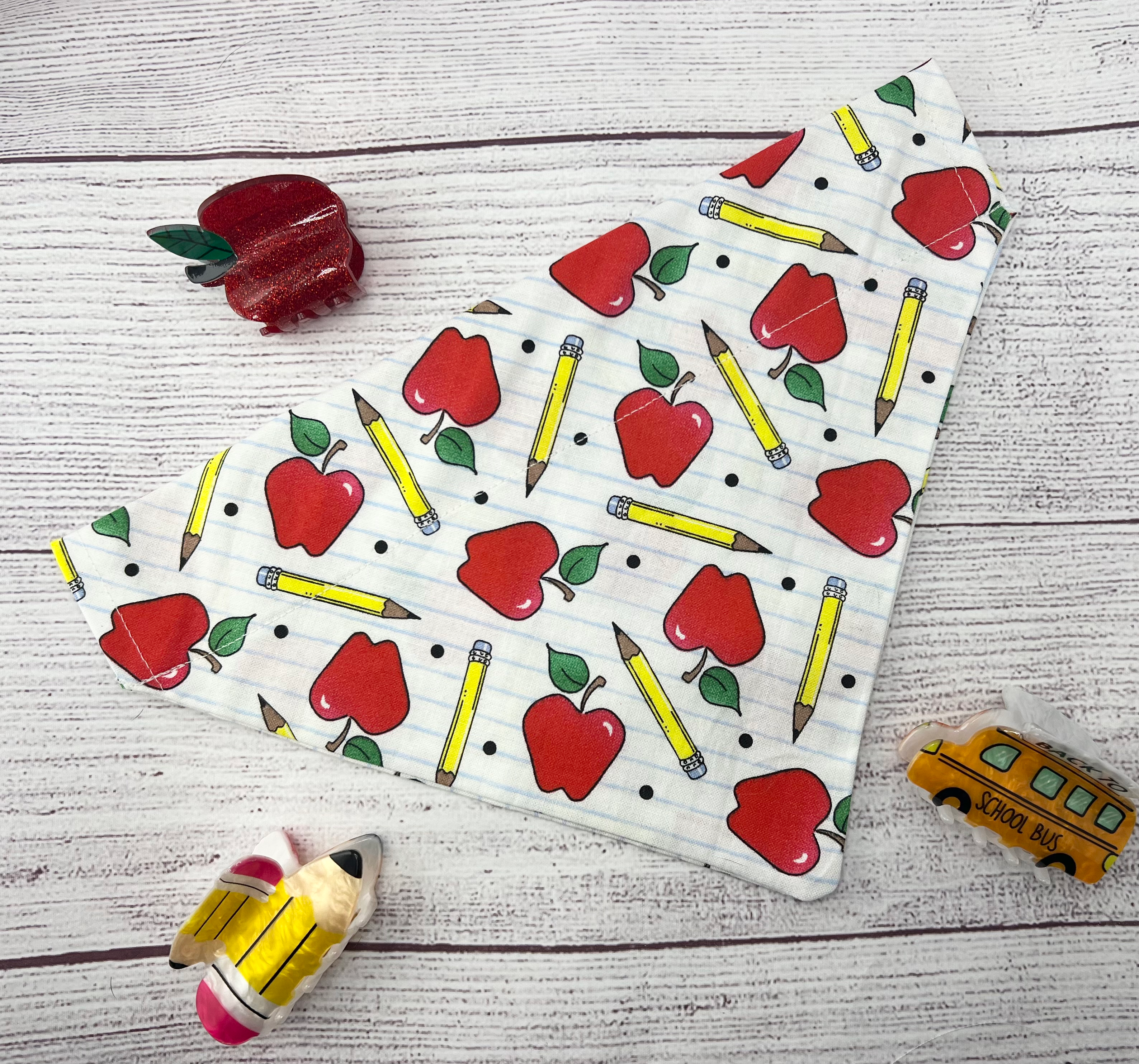 Apples and Pencils School OVER THE COLLAR pet bandana