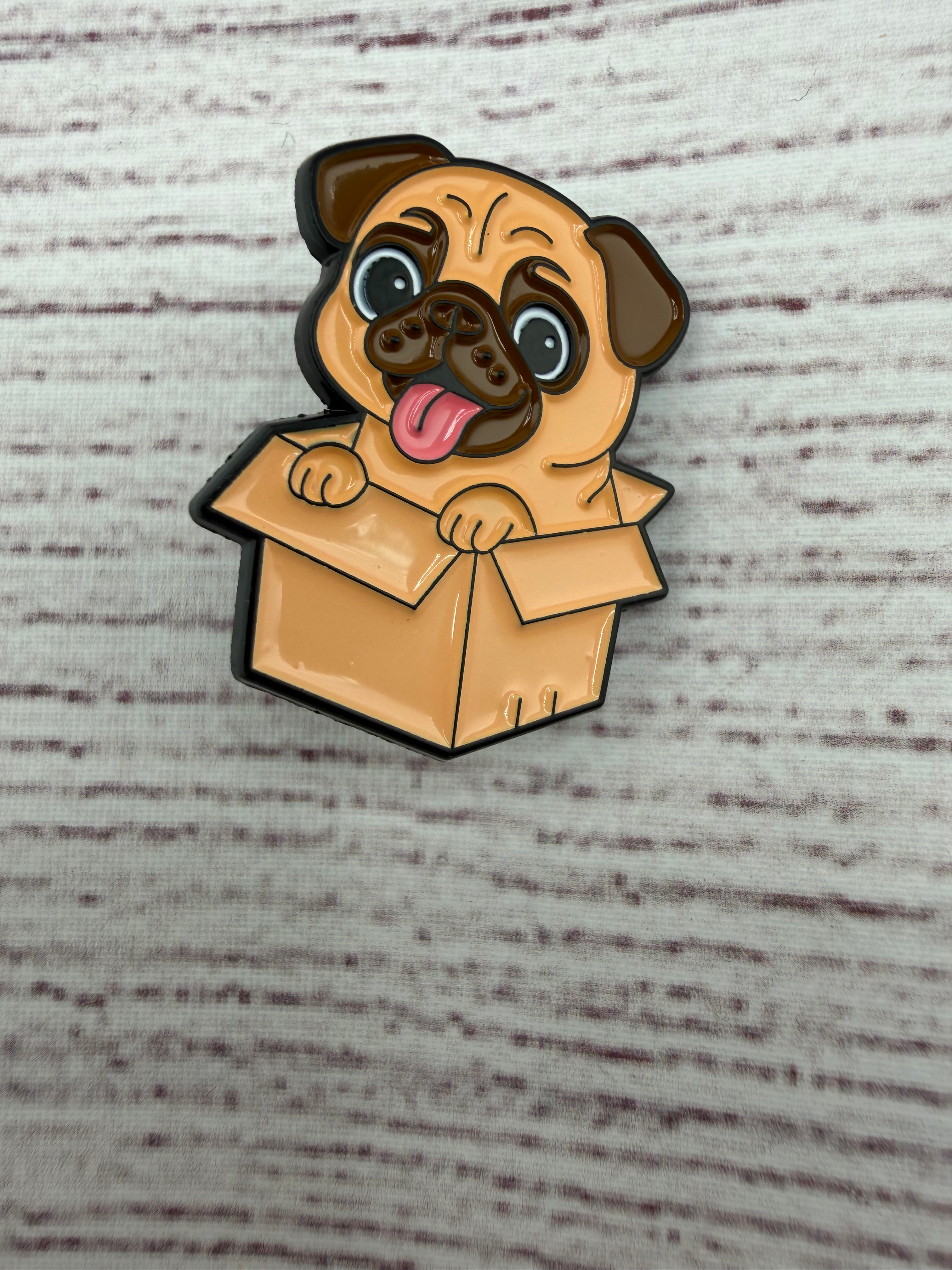 Pug in a Box Enamel Pin