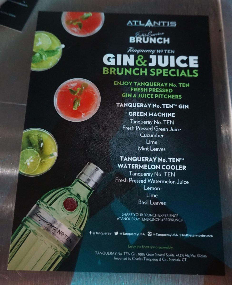 Tanqueray Ten Brunch Menu