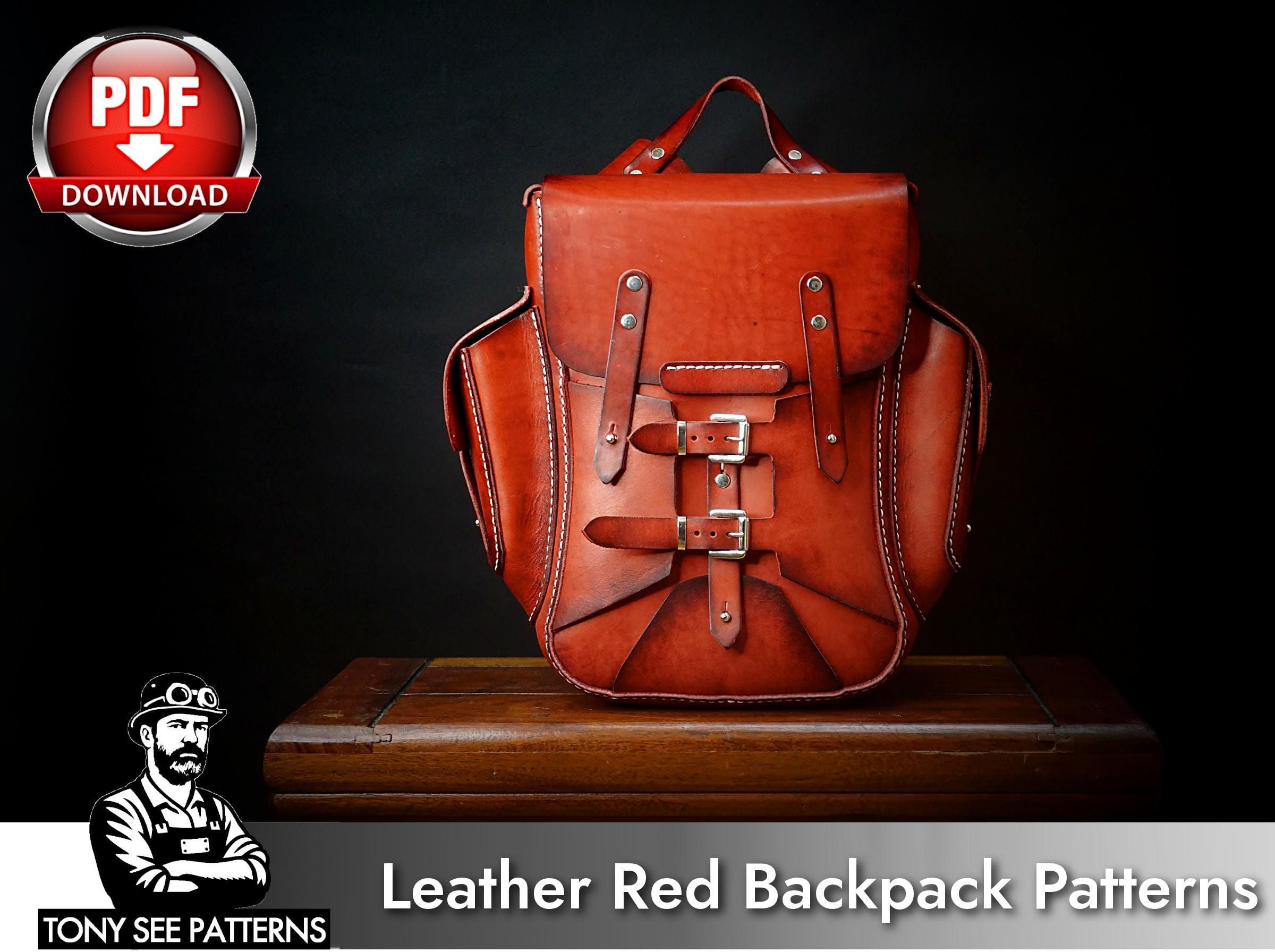 Backpack Pattern - Red Edition Backpack - Leather DIY - Pdf Download