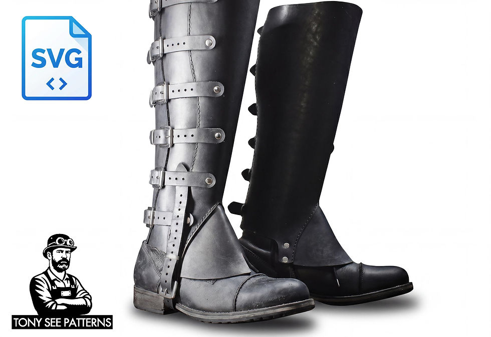 Thumbnail: Leather Boot Covers Box SVG DXF for Leathercraft | Laser Cutting Gaiters Pattern