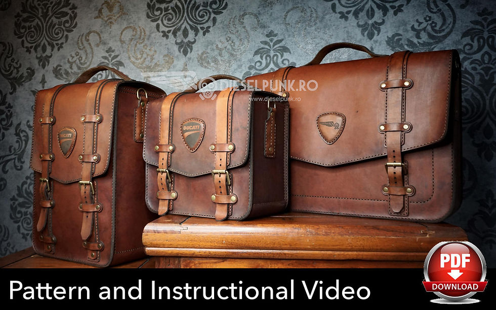 Thumbnail: Leather Bag Pattern - Pattern Set - Leather DIY - Pdf Download - Leather Bag