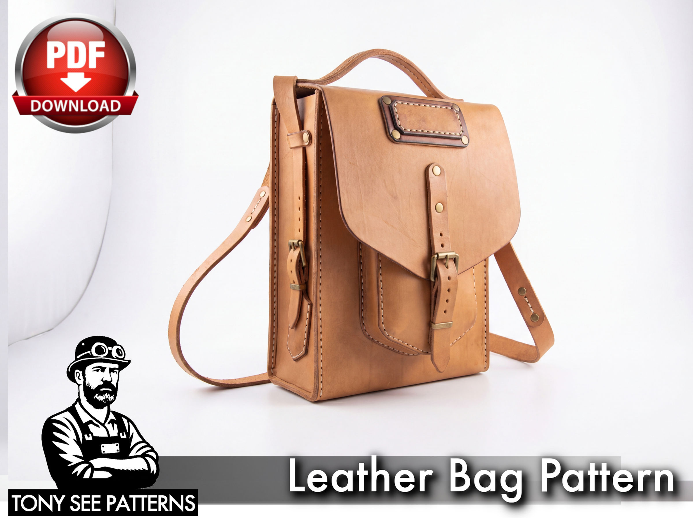 Bag Pattern - Leather DIY - Pdf Download - Messenger Bag - Video Tutorial