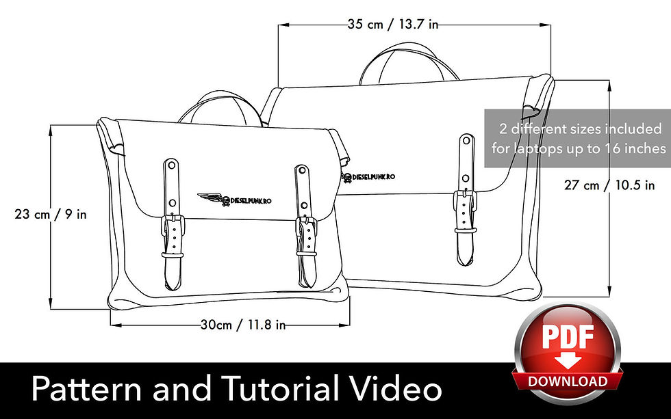 Thumbnail: Laptop Bag Pattern - Leather DIY - Pdf Download - Messenger Bag - Video Tutorial
