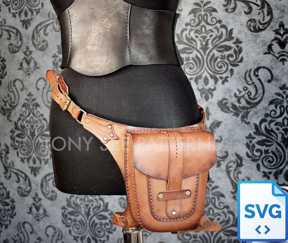 Thumbnail: Hip Bag SVG DXF for Leathercraft | Laser Cutting Belt Bag