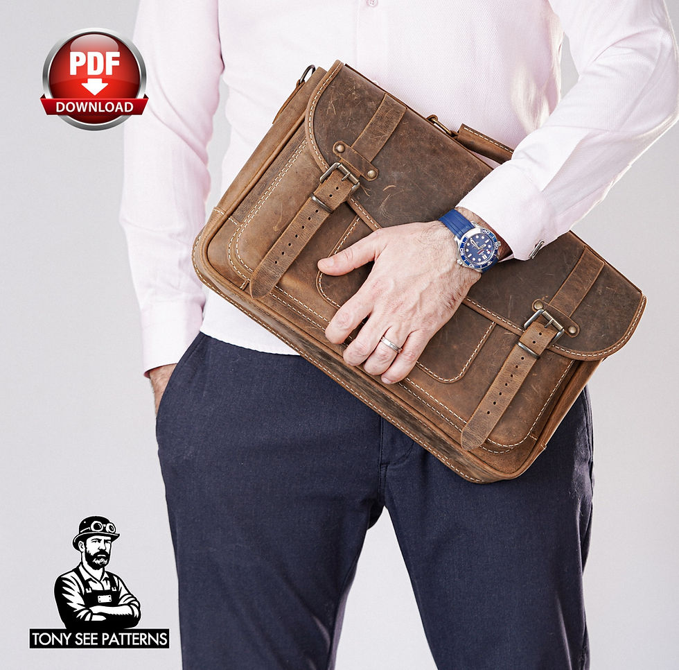 Thumbnail: Big Briefcase Pattern: Leather Laptop Bag Template (PDF) with Video Tutorial