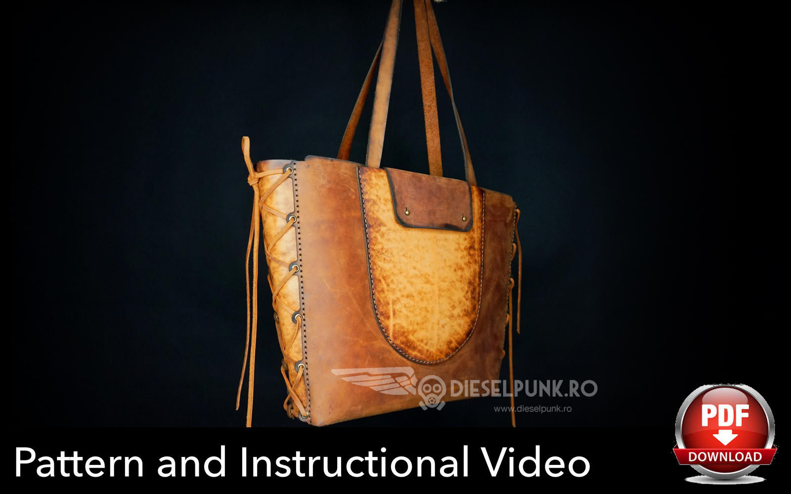 Tote Bag Pattern - Corset Tote - Leather DIY - Pdf Download