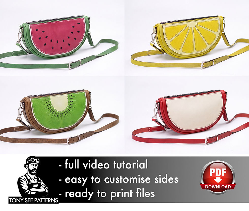Thumbnail: Half Moon Purse Pattern: Leather Bag Template (PDF) with Video Tutorial
