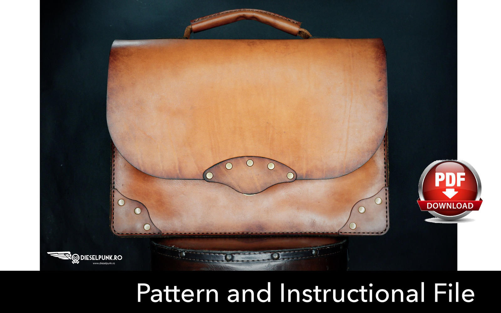 Bag Pattern - Leather DIY - Pdf Download - Briefcase Bag