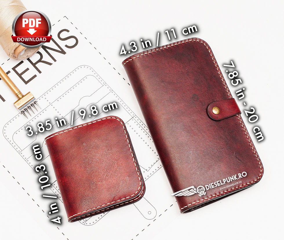 Thumbnail: Set of 2 Leather Wallet Patterns - Leather DIY - Pdf Download - Wallet T
