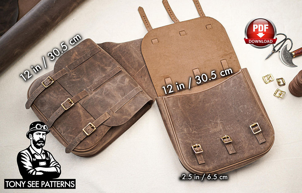 Thumbnail: Saddle Bags Pattern: Leather Messenger Style - PDF Download