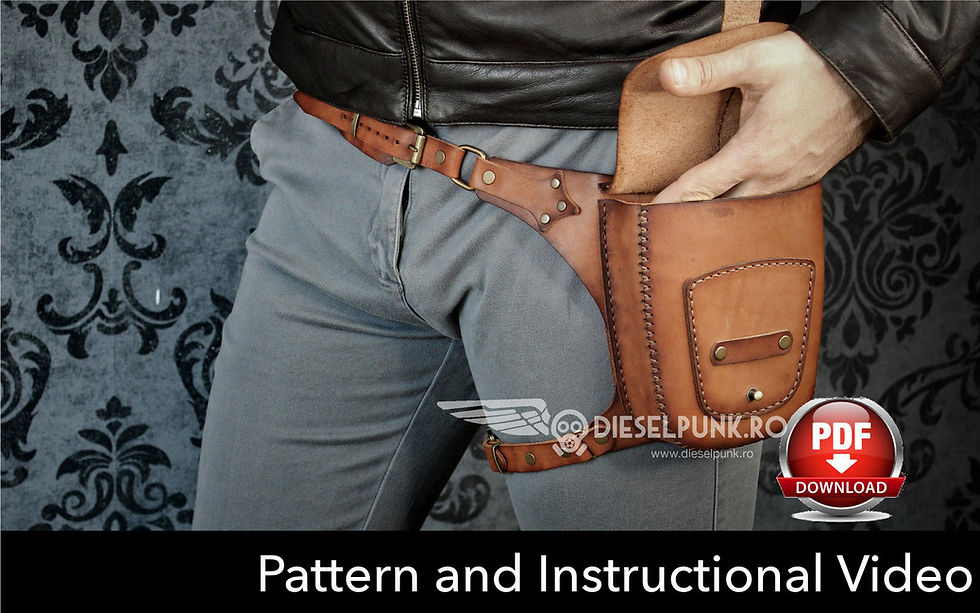 Thumbnail: Bag Pattern - Hip Bag with Leg Strap - Leather DIY - Pdf Download
