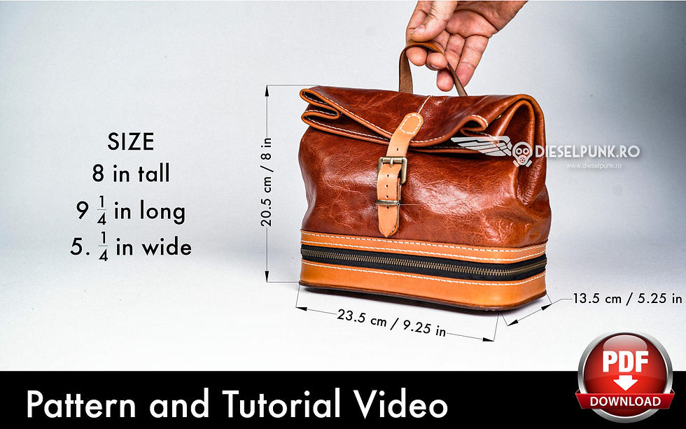 Thumbnail: Lunch Bag Pattern - Toiletry Bag Pattern - Leather DIY - Pdf Download
