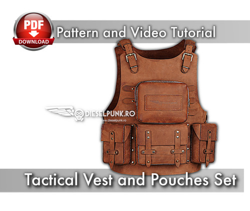 Tactical Vest and Pouches Pattern Set Video Tutorial Leather