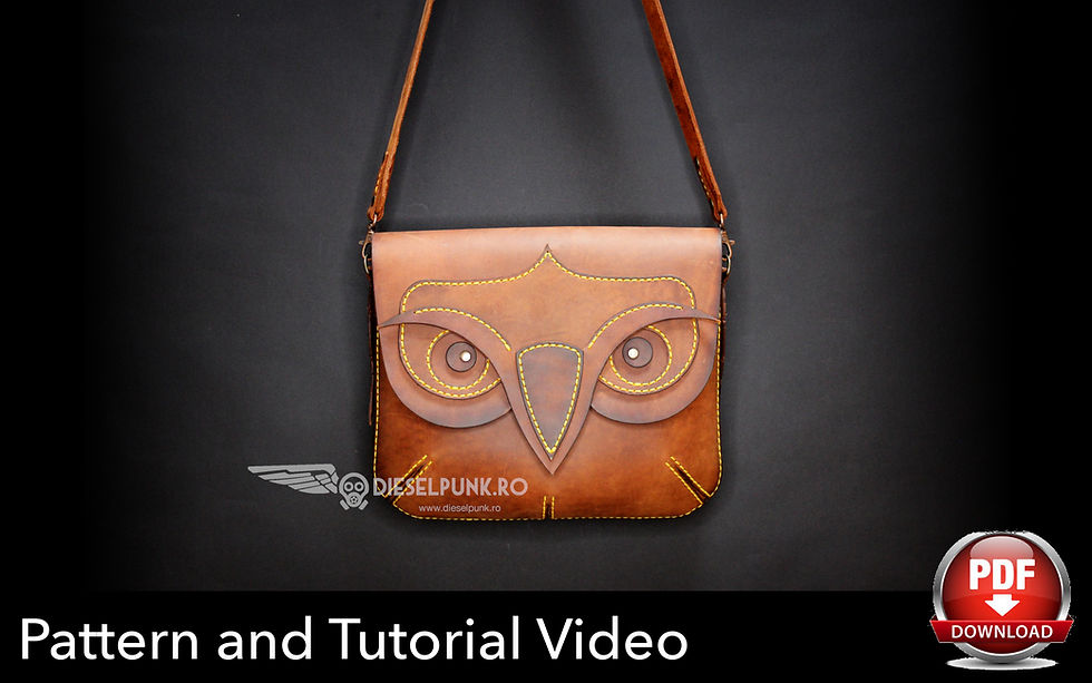 Thumbnail: Owl Bag Pattern - Leather Bag Pattern - Leather DIY - Pdf Download - Leather Bag