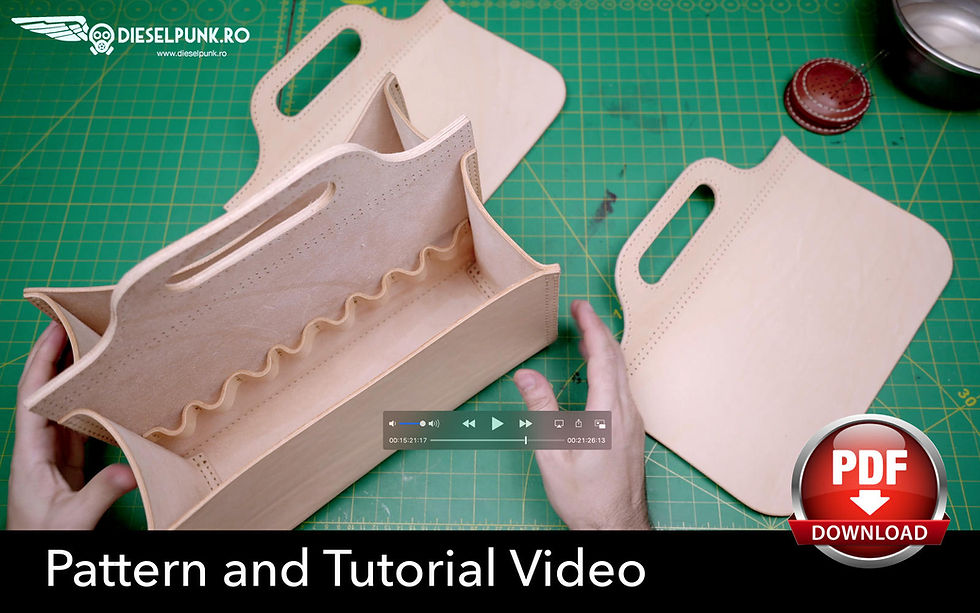 Thumbnail: Tool Bag Pattern - Leather DIY - Pdf Download - Tool Box Template
