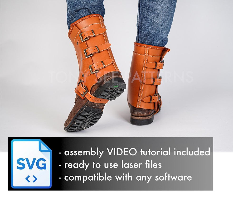 Thumbnail: Leather Boot Covers SVG DXF for Laser Cutting | Medieval Armor Pattern