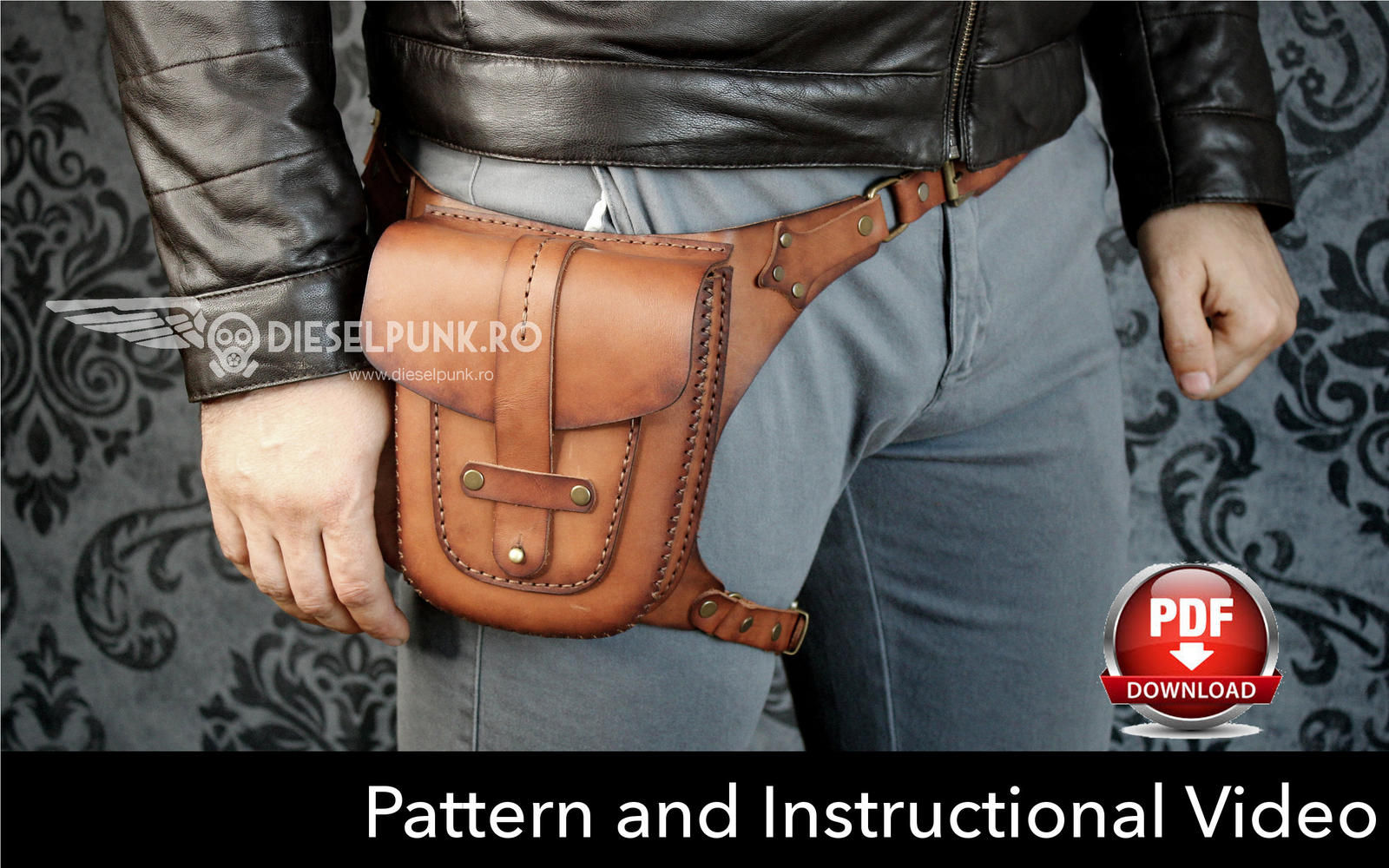 Bag Pattern - Hip Bag with Leg Strap - Leather DIY - Pdf Download