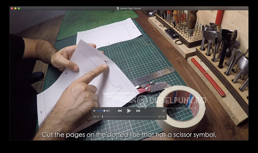 Thumbnail: Bag Pattern - Leather DIY - Pdf Download - Weekender Bag - Video Tutorial