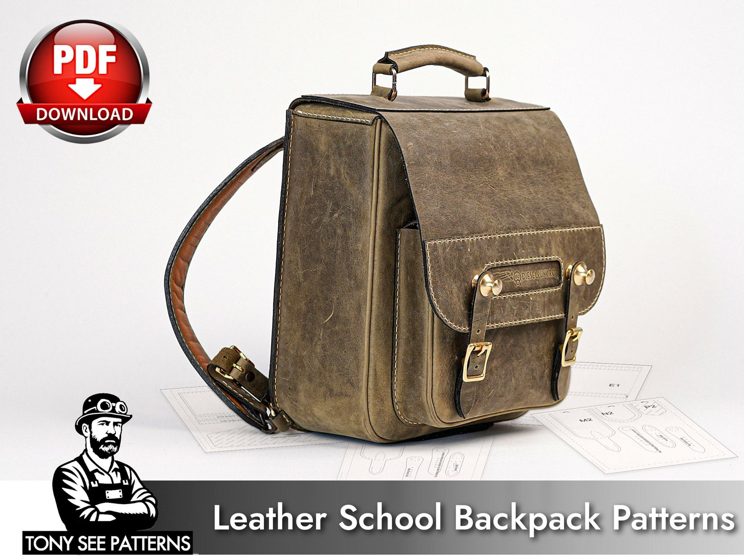 School Backpack Pattern - Leather DIY - Pdf Download - Video Tutorial