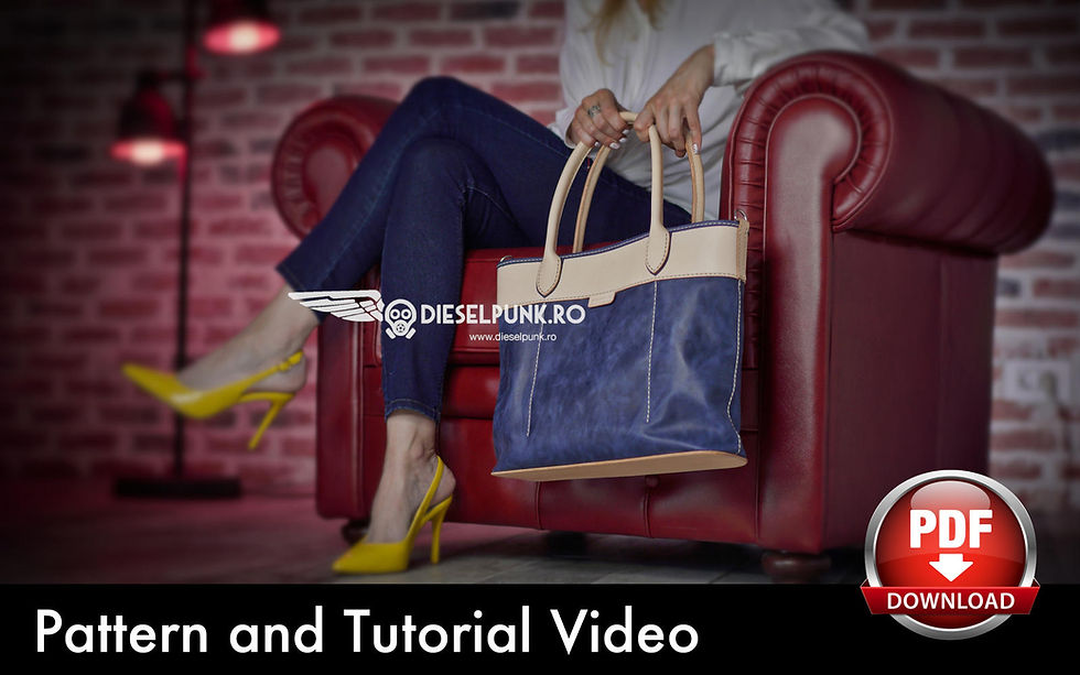 Thumbnail: Tote Bag Pattern - Leather DIY - Pdf Download - Ladies Bag Pattern