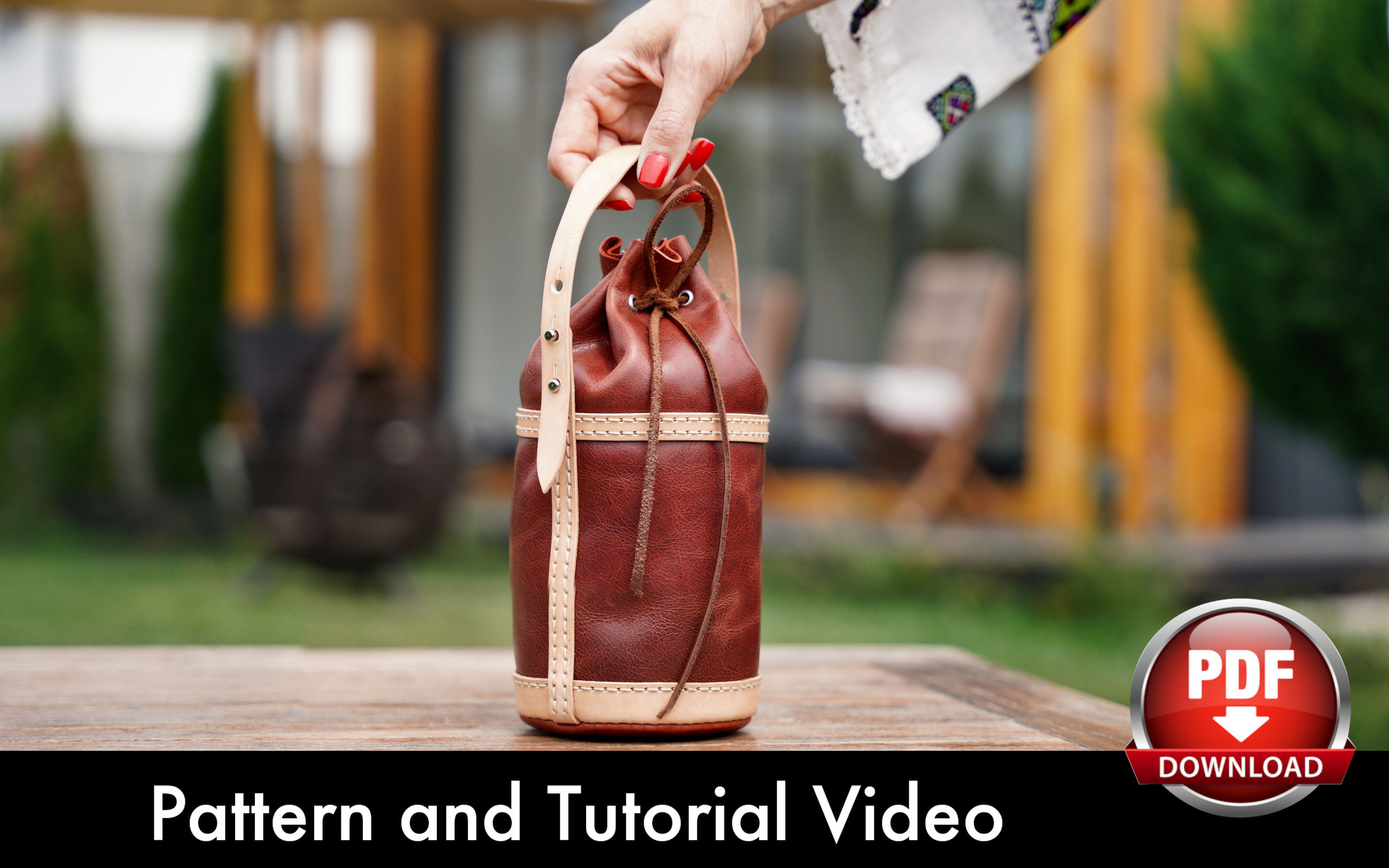 Ladies Purse Pattern - Bucket Bag Template - Leather DIY - Pdf Download