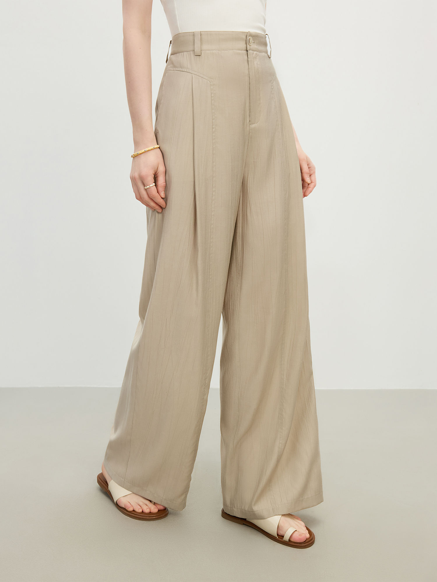 FSLE Loose Versatile Drape Casual Pants Women 2025 Summer New High Waist Commute