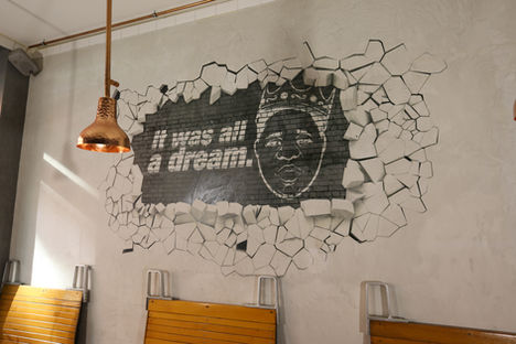 VægPrint På Beton Livlig BetonPrint I Café StylePrint