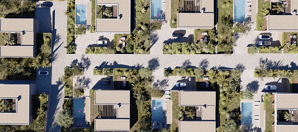 Tiha Bay Villas as seen from above